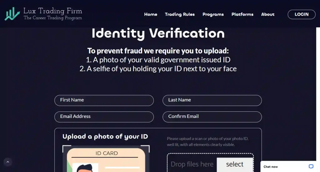 Identity Verification in lux trading firm