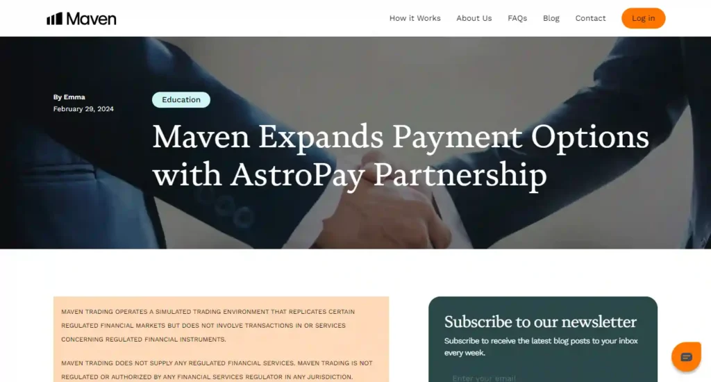 payout methods in maven trading