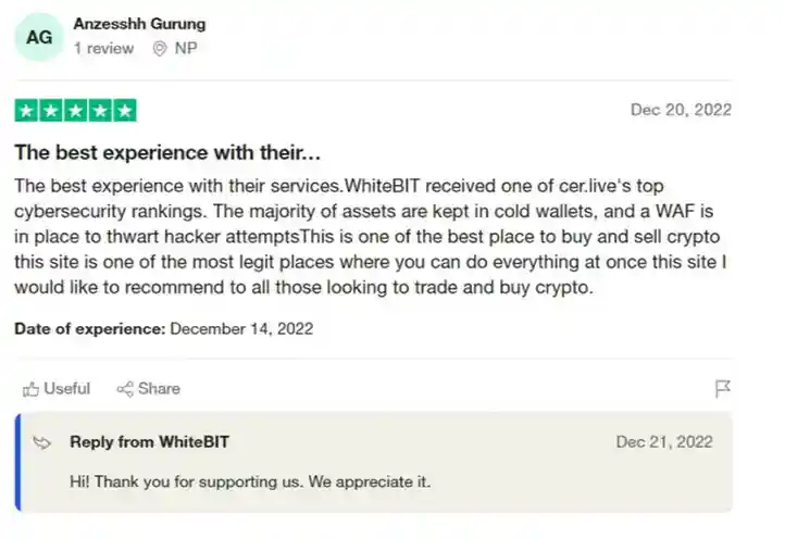 WhiteBit User Reviews Trustpilot