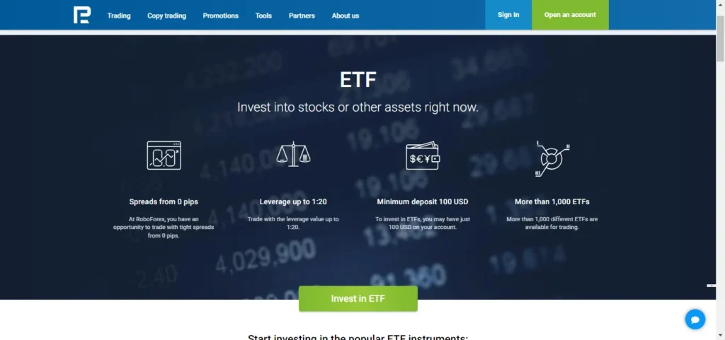 ETFs and Futures in Roboforex