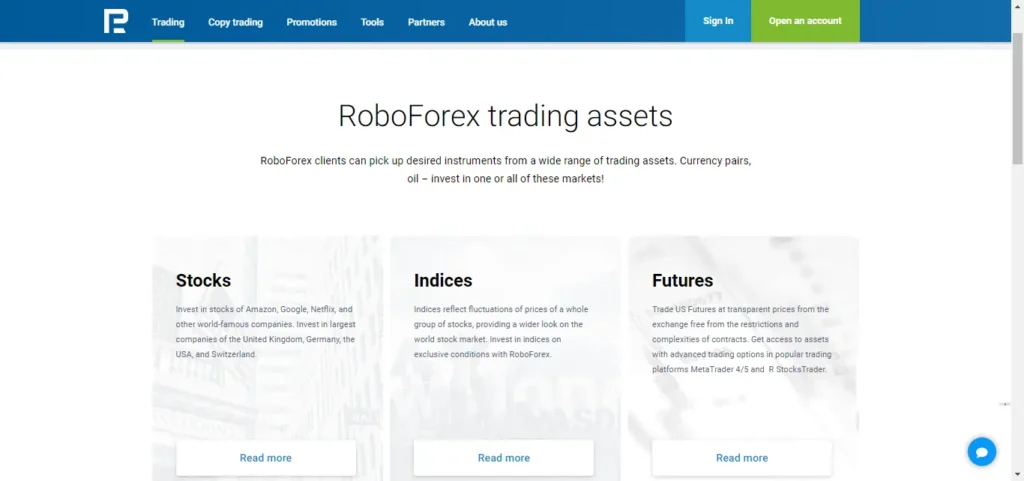 Roboforex Assets and Market