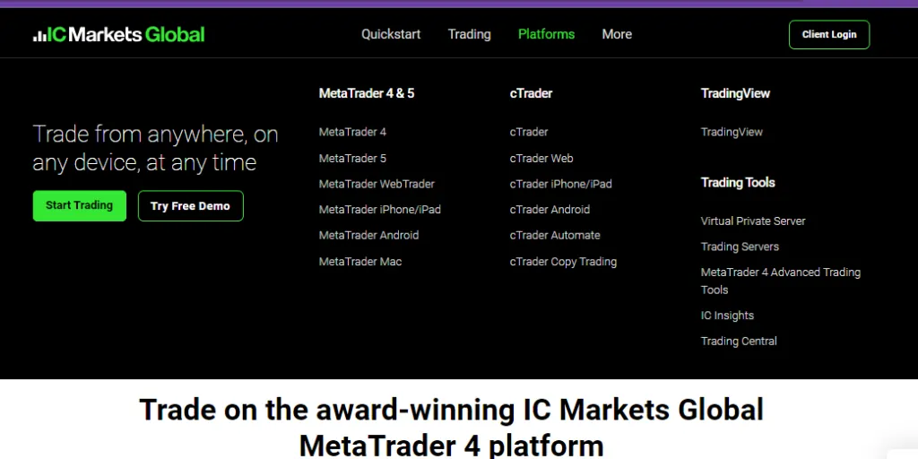 IC Markets Trading Platforms