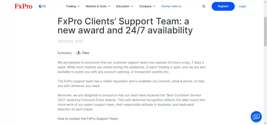 FxPro Customer Service