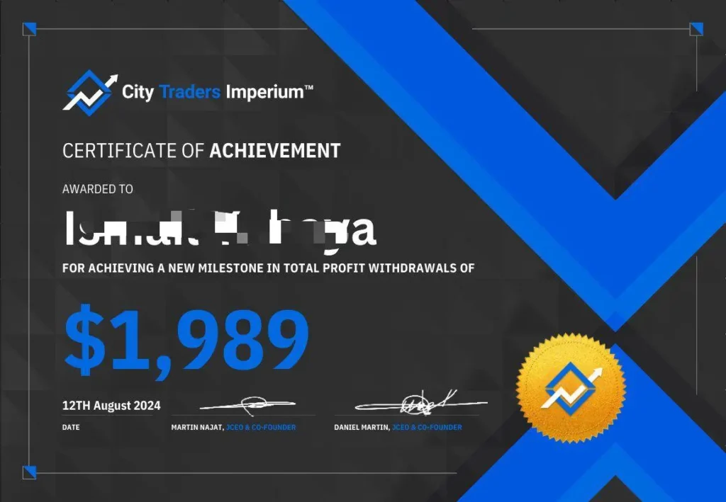 City Traders Imperium Payout Certificates