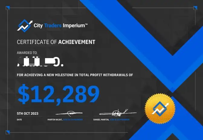 City Traders Imperium Payout Certificates