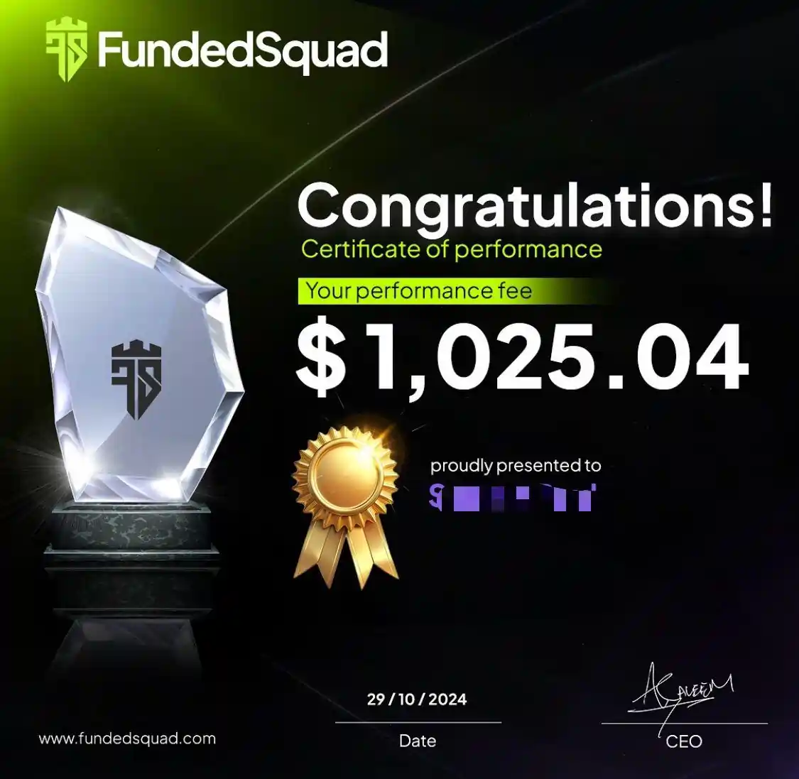 FundedSquad Payout Certificates