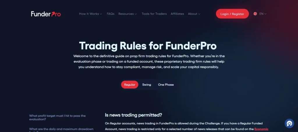 FunderPro News Trading Policy Works