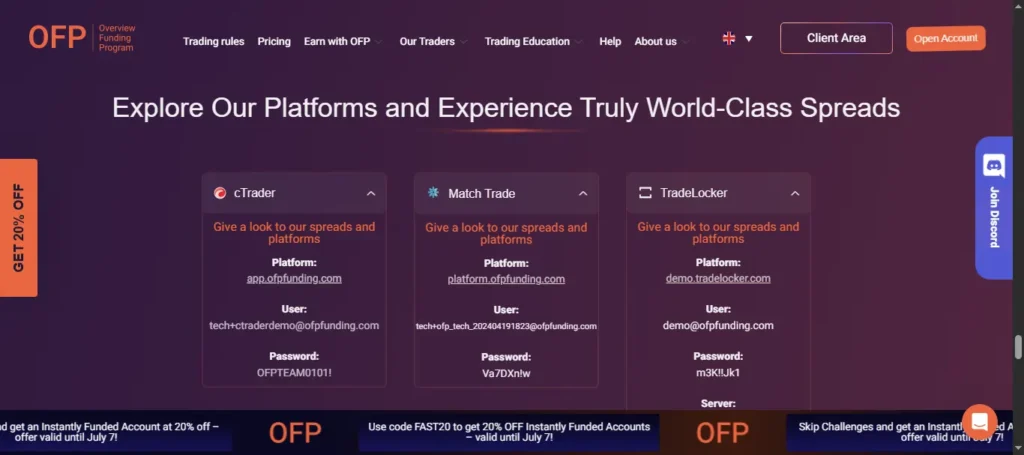 OFP's Platforms and Spreads